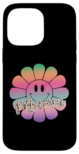 Buntes Happy Face Flower Tee Retro Leopard Mama Aesthetic Hülle für iPhone 14 Pro Max von Trendy Mom Life Funny Quote Stylish Apparel
