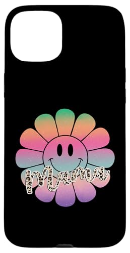 Buntes Happy Face Flower Tee Retro Leopard Mama Aesthetic Hülle für iPhone 15 Plus von Trendy Mom Life Funny Quote Stylish Apparel