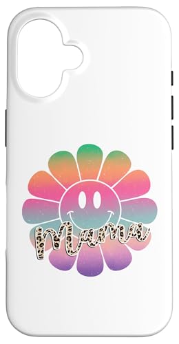 Buntes Happy Face Flower Tee Retro Leopard Mama Aesthetic Hülle für iPhone 16 Buntes Happy Face Flower Tee Retro Leopard Mama Aesthetic Hülle für iPhone 16 von Trendy Mom Life Funny Quote Stylish Apparel