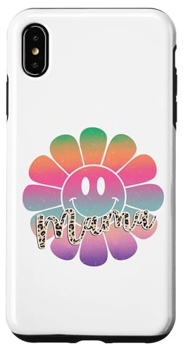 Buntes Happy Face Flower Tee Retro Leopard Mama Aesthetic Hülle für iPhone XS Max von Trendy Mom Life Funny Quote Stylish Apparel