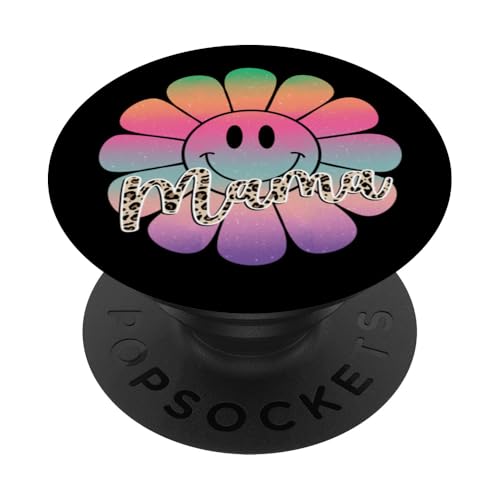 Buntes Happy Face Flower Tee Retro Leopard Mama Aesthetic PopSockets Klebender PopGrip Buntes Happy Face Flower Tee Retro Leopard Mama Aesthetic PopSockets Klebender PopGrip von Trendy Mom Life Funny Quote Stylish Apparel