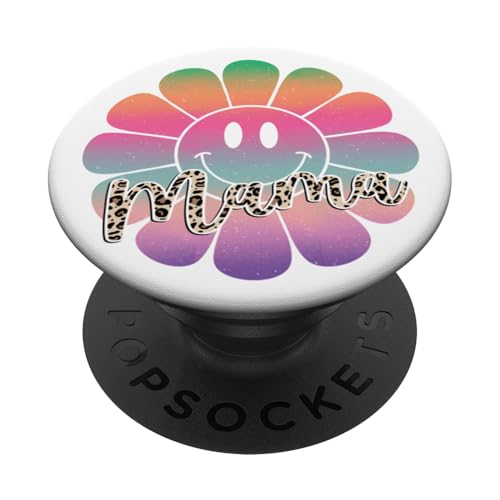 Buntes Happy Face Flower Tee Retro Leopard Mama Aesthetic PopSockets Klebender PopGrip Buntes Happy Face Flower Tee Retro Leopard Mama Aesthetic PopSockets Klebender PopGrip von Trendy Mom Life Funny Quote Stylish Apparel