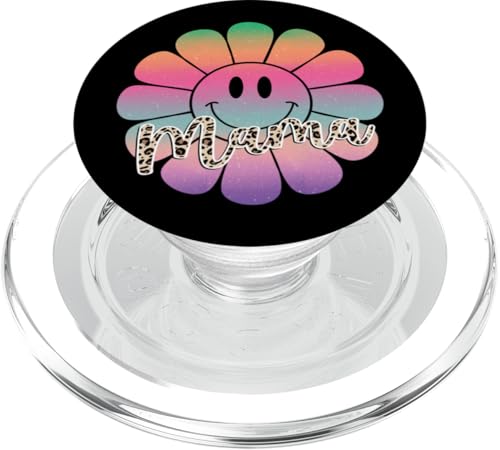 Buntes Happy Face Flower Tee Retro Leopard Mama Aesthetic PopSockets PopGrip für MagSafe Buntes Happy Face Flower Tee Retro Leopard Mama Aesthetic PopSockets PopGrip für MagSafe von Trendy Mom Life Funny Quote Stylish Apparel
