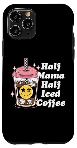 Half Mama Half Iced Coffee Nette Happy Face Lustige Retro-Mama Hülle für iPhone 11 Pro von Trendy Mom Life Funny Quote Stylish Apparel