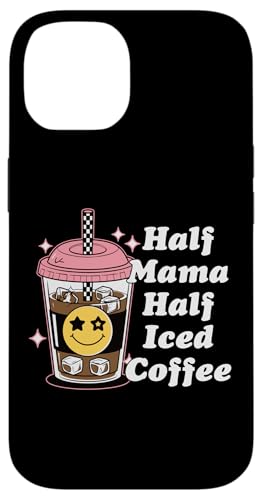Half Mama Half Iced Coffee Nette Happy Face Lustige Retro-Mama Hülle für iPhone 14 von Trendy Mom Life Funny Quote Stylish Apparel