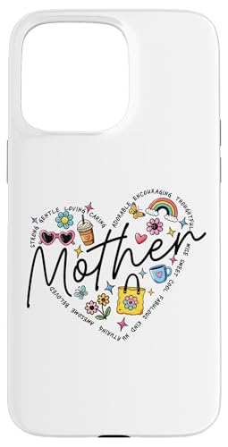 Herz Mutter Shirt Kaffee Regenbogen Blumen Muttertag Mama Hülle für iPhone 15 Pro Max von Trendy Mom Life Funny Quote Stylish Apparel