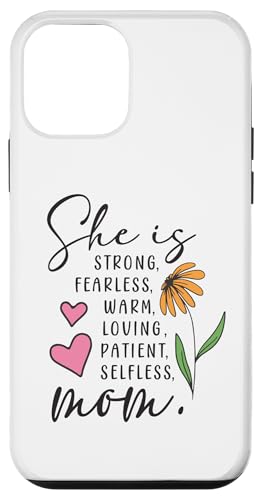 Sie ist stark, furchtlos, warmherzig, liebend, selbstlos, Mama, Blumenherz Hülle für iPhone 12 mini von Trendy Mom Life Funny Quote Stylish Apparel