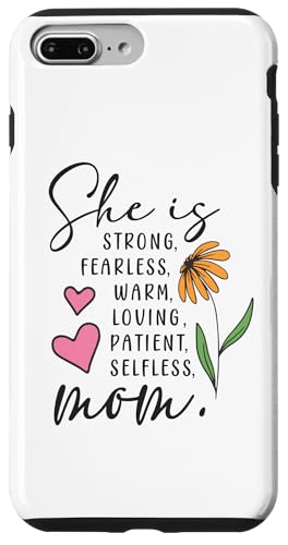 Sie ist stark, furchtlos, warmherzig, liebend, selbstlos, Mama, Blumenherz Hülle für iPhone 7 Plus/8 Plus von Trendy Mom Life Funny Quote Stylish Apparel