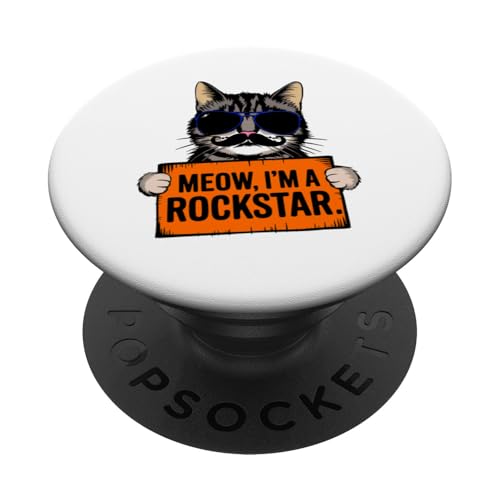 Lustige Katze I'm a Rockstar für Mütter, Väter und Fans, verspielte Neuheit PopSockets Klebender PopGrip von Trendy Tamale