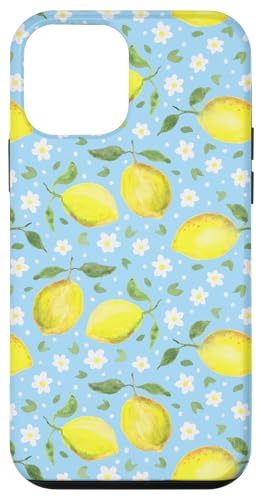 Aquarell -Zitronen -Fruchtmuster Blau Daisy Country Chic Hülle für iPhone 12 mini von TrendyGrips