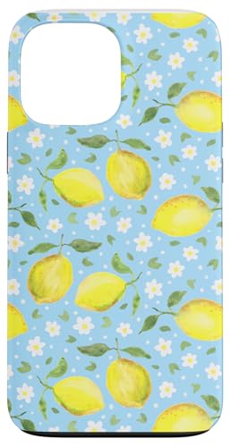 Aquarell -Zitronen -Fruchtmuster Blau Daisy Country Chic Hülle für iPhone 13 Pro Max von TrendyGrips