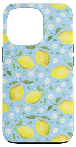 Aquarell -Zitronen -Fruchtmuster Blau Daisy Country Chic Hülle für iPhone 13 Pro von TrendyGrips