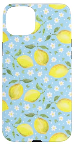 Aquarell -Zitronen -Fruchtmuster Blau Daisy Country Chic Hülle für iPhone 15 Plus von TrendyGrips