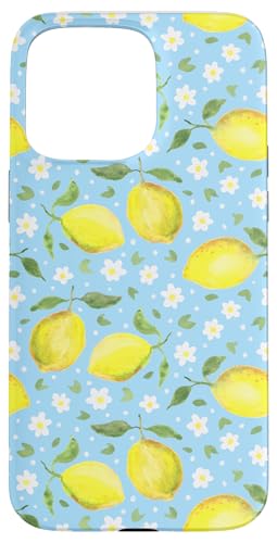 Aquarell -Zitronen -Fruchtmuster Blau Daisy Country Chic Hülle für iPhone 15 Pro Max von TrendyGrips