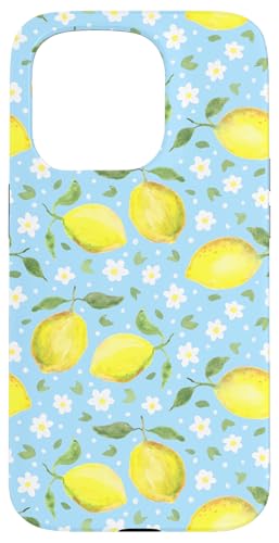 Aquarell -Zitronen -Fruchtmuster Blau Daisy Country Chic Hülle für iPhone 15 Pro von TrendyGrips