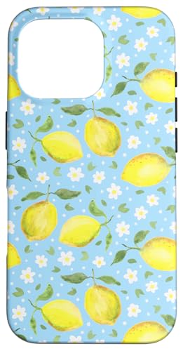 Aquarell -Zitronen -Fruchtmuster Blau Daisy Country Chic Hülle für iPhone 16 Pro von TrendyGrips