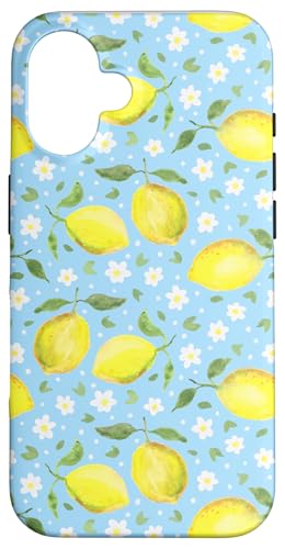 Aquarell -Zitronen -Fruchtmuster Blau Daisy Country Chic Hülle für iPhone 16 von TrendyGrips