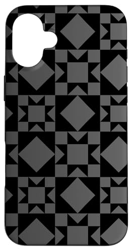 Grau und schwarzer Sternquilt Geometrisches Blockmuster Hülle für iPhone 16 Plus Grau und schwarzer Sternquilt Geometrisches Blockmuster Hülle für iPhone 16 Plus von TrendyGrips