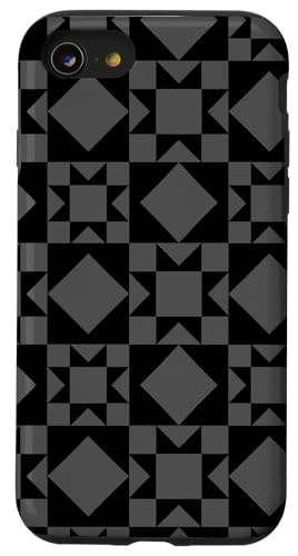 Grau und schwarzer Sternquilt Geometrisches Blockmuster Hülle für iPhone SE (2020) / 7 / 8 von TrendyGrips