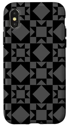 Grau und schwarzer Sternquilt Geometrisches Blockmuster Hülle für iPhone X/XS Grau und schwarzer Sternquilt Geometrisches Blockmuster Hülle für iPhone X/XS von TrendyGrips
