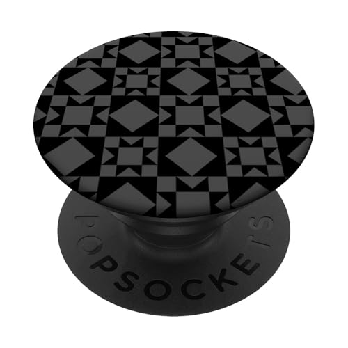 Grau und schwarzer Sternquilt Geometrisches Blockmuster PopSockets Klebender PopGrip Grau und schwarzer Sternquilt Geometrisches Blockmuster PopSockets Klebender PopGrip von TrendyGrips