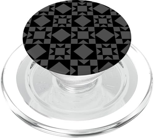 Grau und schwarzer Sternquilt Geometrisches Blockmuster PopSockets PopGrip für MagSafe Grau und schwarzer Sternquilt Geometrisches Blockmuster PopSockets PopGrip für MagSafe von TrendyGrips