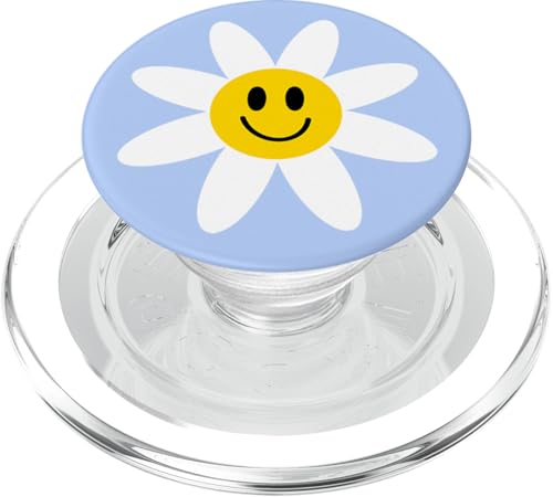 Lächeln Gesicht Daisy Blue Nette Frühlingsblume Happy Smile PopSockets PopGrip für MagSafe von TrendyGrips