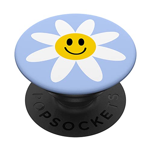 Lächeln Gesicht Daisy Blue Nette Frühlingsblume Happy Smile PopSockets mit austauschbarem PopGrip von TrendyGrips