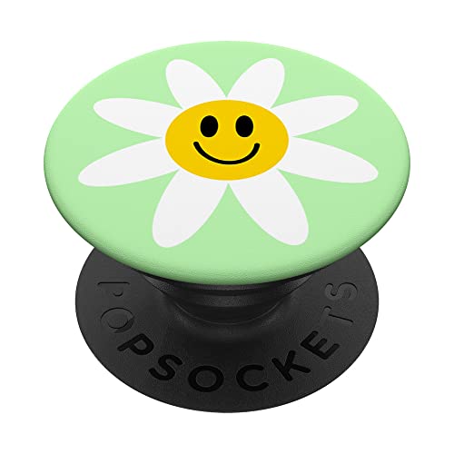 Lächeln Gesicht Gänseblümchen Grün Nette Frühlingsblume Happy PopSockets mit austauschbarem PopGrip von TrendyGrips