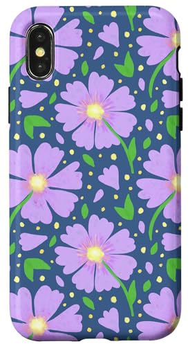Lila Blüten niedliche ästhetische Aquarellblumenmuster Hülle für iPhone X/XS Lila Blüten niedliche ästhetische Aquarellblumenmuster Hülle für iPhone X/XS von TrendyGrips