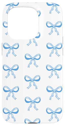 Niedliche zierliche blaue Bögen ziemlich girly Coquette Hülle für iPhone 15 Pro von TrendyGrips