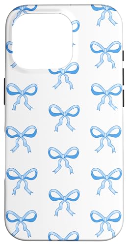 Niedliche zierliche blaue Bögen ziemlich girly Coquette Hülle für iPhone 16 Pro von TrendyGrips