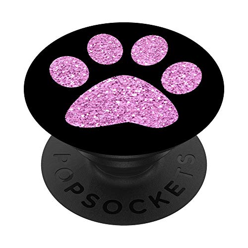 Pfotenabdruck Hund Liebe Katze Tier Haustiere Cute Pink PopSockets PopGrip: Ausziehbarer Sockel und Griff für Handys/Tablets mit Tauschbarem Top von TrendyGrips