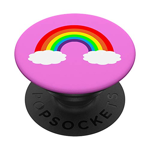 Regenbogenwolken Niedlicher schwuler Stolz LGBTQ + buntes PopSockets PopGrip: Ausziehbarer Sockel und Griff für Handys/Tablets mit Tauschbarem Top von TrendyGrips