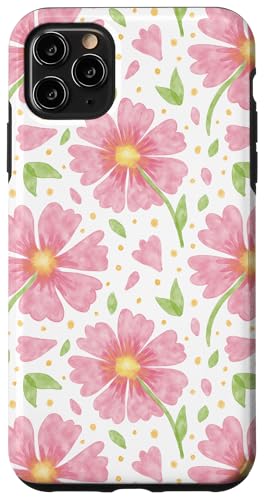 Rosa Frühlingsblumen süßes ästhetisches Aquarellblumenmuster Hülle für iPhone 11 Pro Max von TrendyGrips