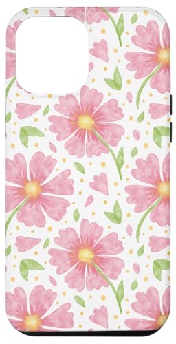 Rosa Frühlingsblumen süßes ästhetisches Aquarellblumenmuster Hülle für iPhone 12 Pro Max von TrendyGrips