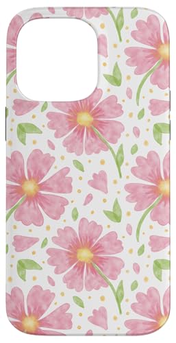 Rosa Frühlingsblumen süßes ästhetisches Aquarellblumenmuster Hülle für iPhone 14 Pro Max von TrendyGrips