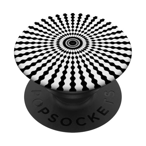 Schwarz -Weiß -Trippy -Zirkusstreifen optische Täuschung PopSockets Klebender PopGrip von TrendyGrips