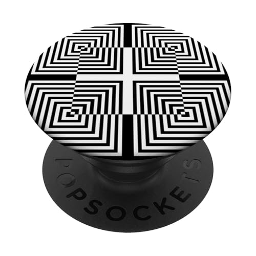 Schwarz -weiße umgekehrte Quadrate wellige Kunstlinien PopSockets Klebender PopGrip Schwarz -weiße umgekehrte Quadrate wellige Kunstlinien PopSockets Klebender PopGrip von TrendyGrips