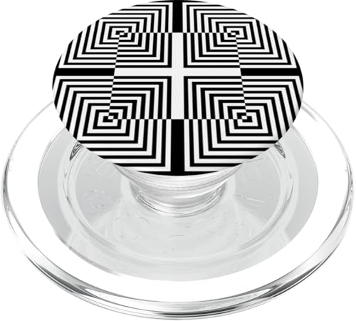 Schwarz -weiße umgekehrte Quadrate wellige Kunstlinien PopSockets PopGrip für MagSafe von TrendyGrips