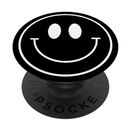 Smile Face Emoticon Weiß Schwarz Glückliches Lächeln 90er Jahre y2k PopSockets Klebender PopGrip von TrendyGrips