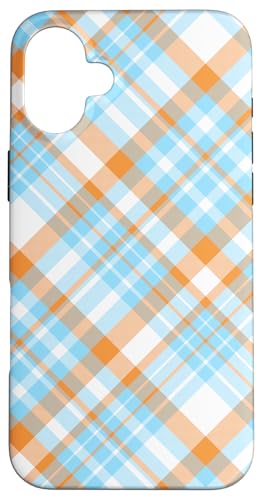 Süß Hellblau Orange Preppy Karo Kariert Gingham Frühling Hülle für iPhone 16 Plus Süß Hellblau Orange Preppy Karo Kariert Gingham Frühling Hülle für iPhone 16 Plus von TrendyGrips