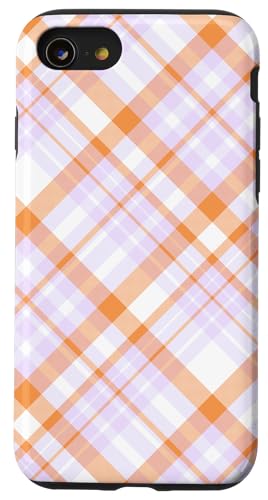 Süß Hellrosa Orange Preppy Karo Kariert Gingham Frühling Hülle für iPhone SE (2020) / 7 / 8 von TrendyGrips
