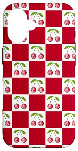 Disco -Ballkirschen weißer rotes Checker Kirschmuster Hülle für iPhone 16 von Trendygrips