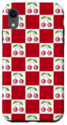 Disco -Ballkirschen weißer rotes Checker Kirschmuster Hülle für iPhone XR Disco -Ballkirschen weißer rotes Checker Kirschmuster Hülle für iPhone XR von Trendygrips