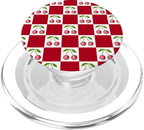 Disco -Ballkirschen weißer rotes Checker Kirschmuster PopSockets PopGrip für MagSafe Disco -Ballkirschen weißer rotes Checker Kirschmuster PopSockets PopGrip für MagSafe von Trendygrips
