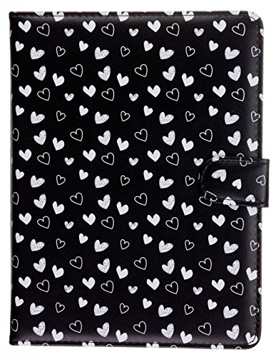 Trendz Universal Tablet Hülle Case Cover in PU Leder mit Integrierter Standfunktion / Ständer und Sicherheitsverschluss für 6-8 Zoll (15,24 - 20,32 cm) Tablets Kompatibel mit iPad Mini, Google Nexus 7, Samsung Galaxy Tab 2/3/4 und Kindle Fire HD/HDX 7.0 - Herzen (Schwarz) von Trendz