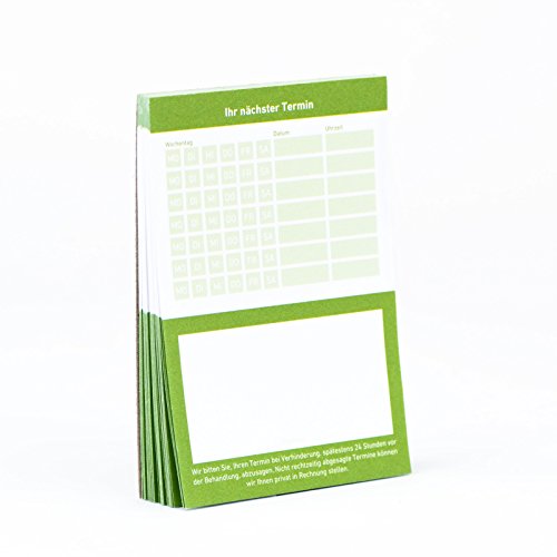 10 x Terminblock Terminblöcke Terminzettel nächster Termin für Ärzte, Kosmetiker, Frisör & Co 10 x 50 Blatt (grün) von Treuekarten