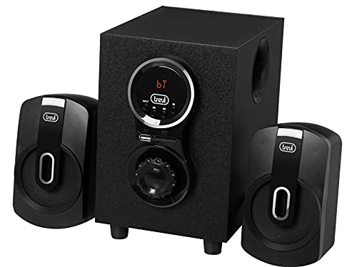 Trevi AVX 615 BT Tragbarer Lautsprecher mit 30W Verstärkung und Subwoofer, Wireless Musikbox mit Bassreflex, 2.1 Boxen mit USB, Micro SD, AUX-IN, RCA, Mp3, Kompaktes Holzgehäuse von Trevi