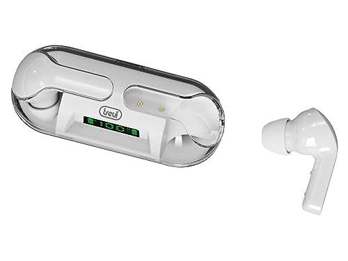 Trevi HMP 12E08 AIR Bluetooth-Kopfhörer mit Magnetverschluss, eingebautes Mikrofon, Multifunktions-Touch-Steuerung, wiederaufladbarer Akku, Aufbewahrungs-/Ladestation, 4 Stunden Laufzeit, Typ-C von Trevi